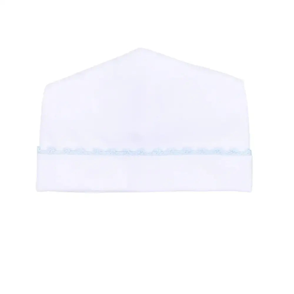Baby Joy Hat With Light Blue Crochet Trim
