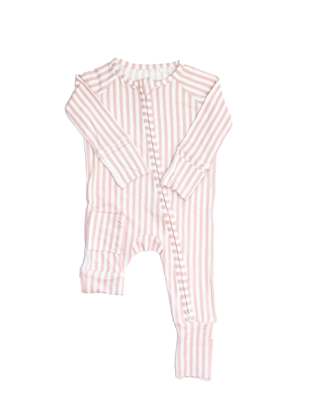 The Uptown Baby - Cabana Stripe Light Pink Sleep Romper