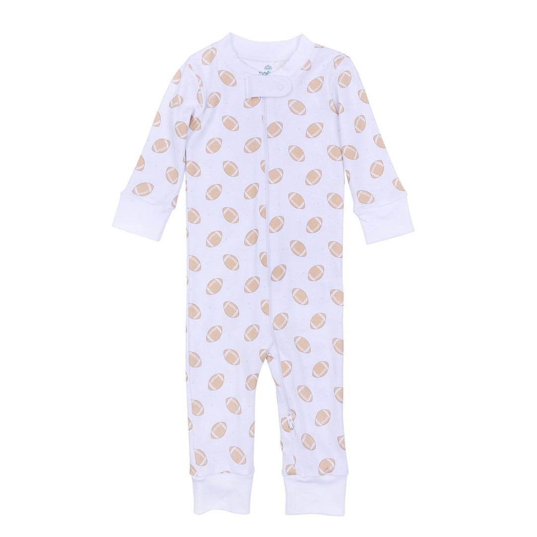 Magnolia Baby - Touchdown Cutie Zip Pajamas - Light Blue