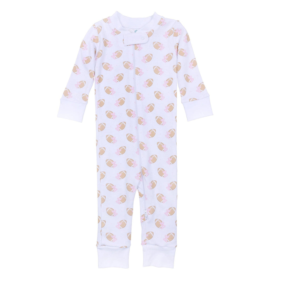 Magnolia Baby - Touchdown Cutie Zip Pajamas - Pink
