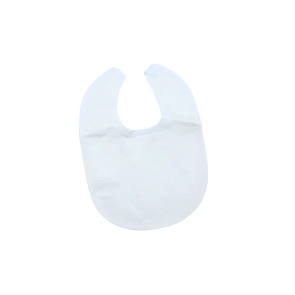 White Cotton Pique Baby Bib With Plain Trim