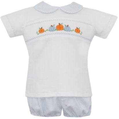 Petit Bebe - Blue Boy Check Pumpkin Diaper Set
