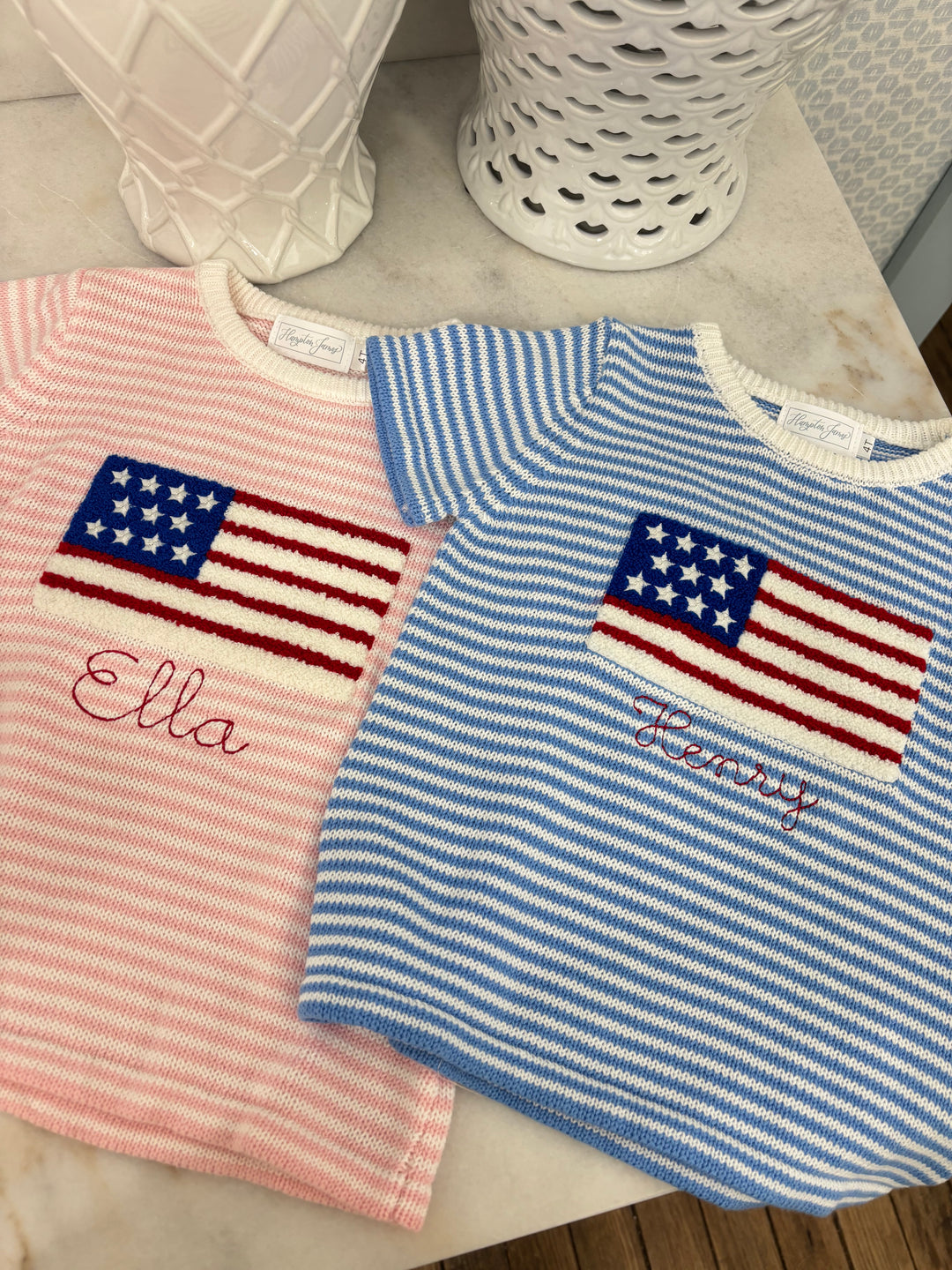 Freedom Flag Knit Short Set - Pink