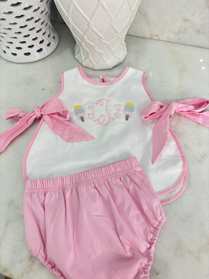 Hampton Light Pink Bow Diaper Set