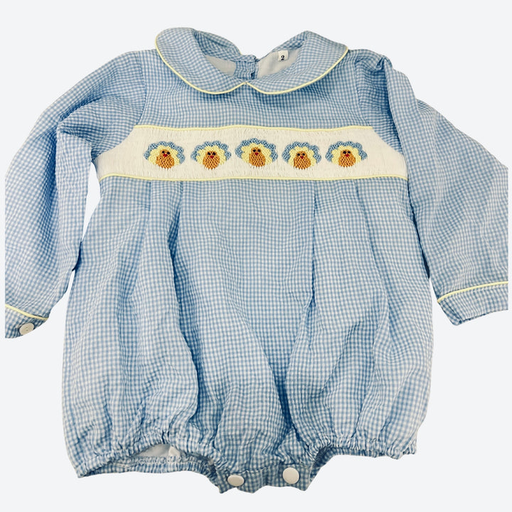 Turkey Smock Blue Gingham Bubble