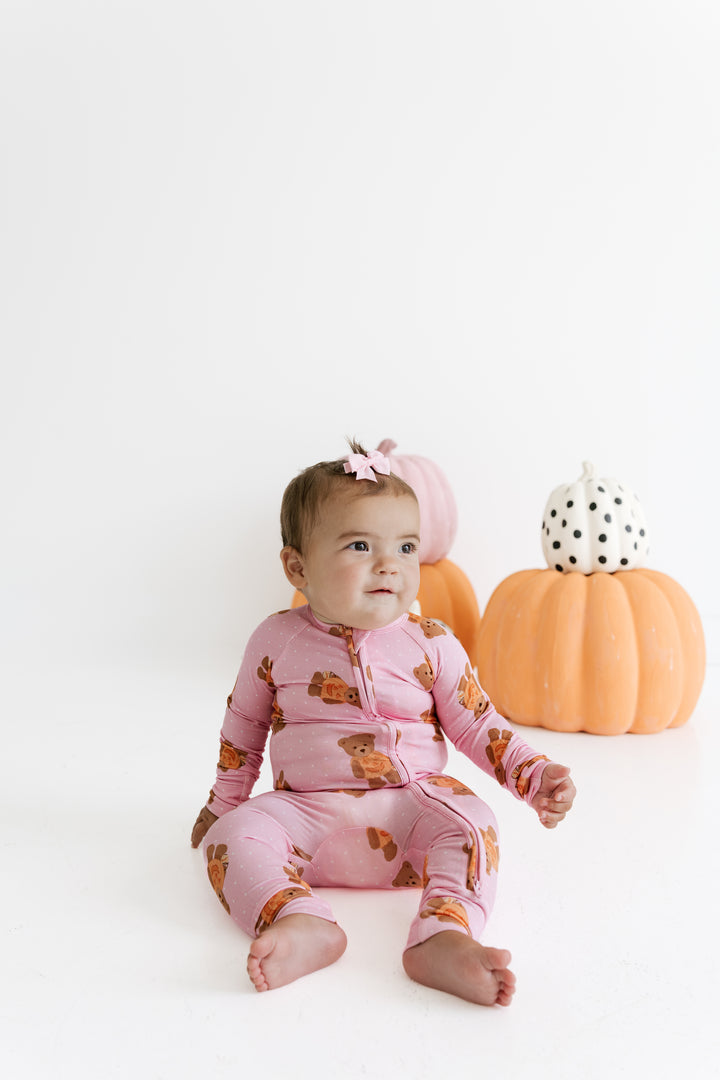 In my Jammers - Polka Dot Little Boo Bear Zipper Romper