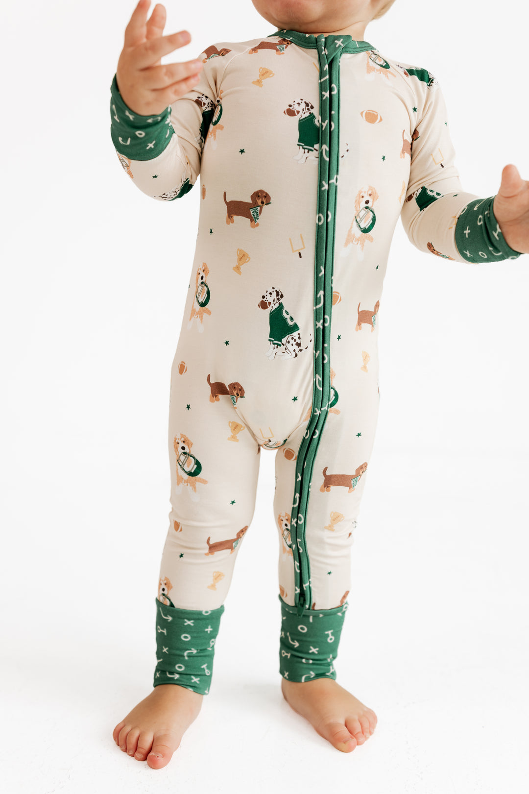 In my Jammers - Varsity Pups Zipper Romper