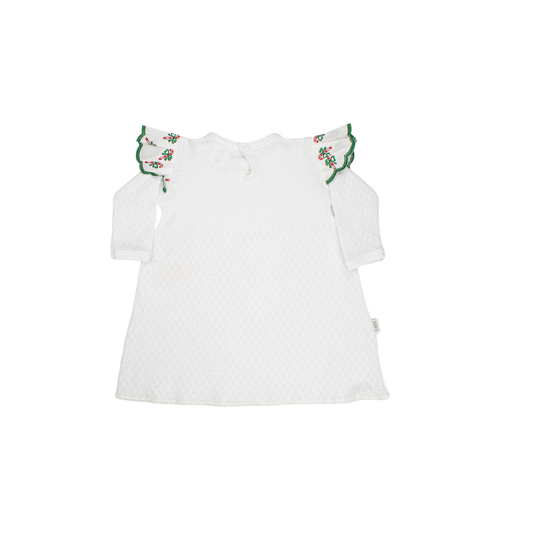 Paty Knit Angel Sleeve Long Sleeve Dress with Candy Cane (Christmas Collection)