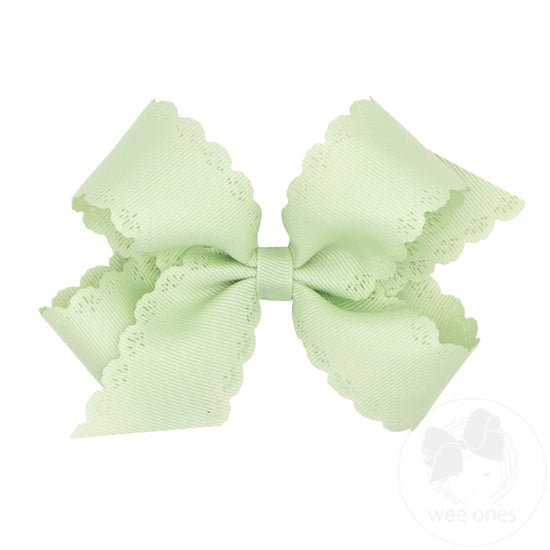 Wee Ones: Medium Grosgrain Bow with Eyelet Flower-Embossed Edges - Assorted Colors