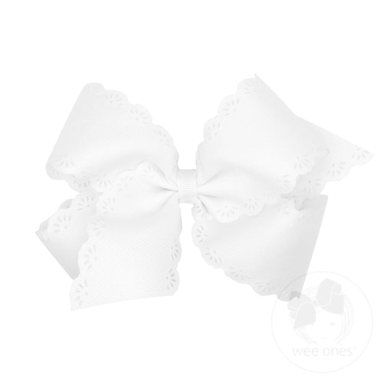 Wee Ones: King Grosgrain Bow with Eyelet Flower-Embossed Edges - Assorted Colors
