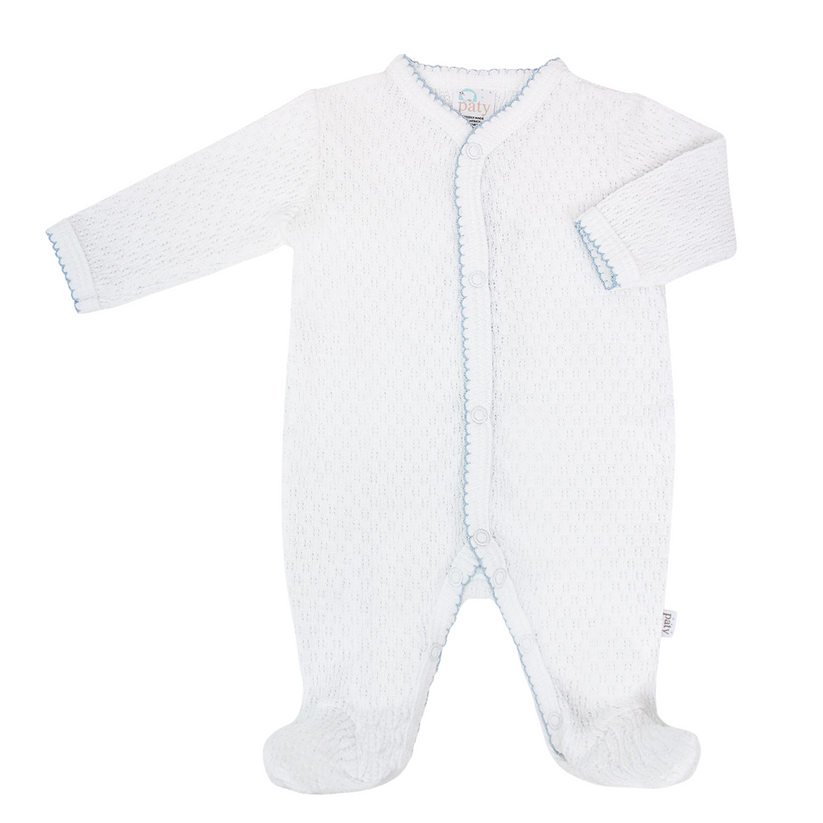 Blue Trim Paty Knit Footie #119