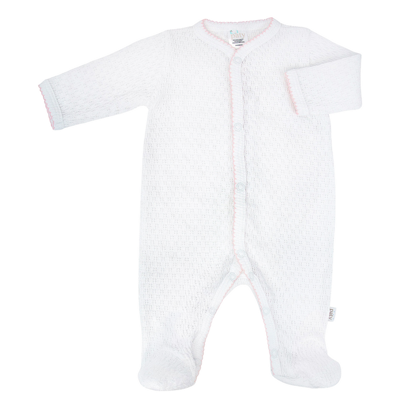 Pink Trim Paty Knit Footie #119