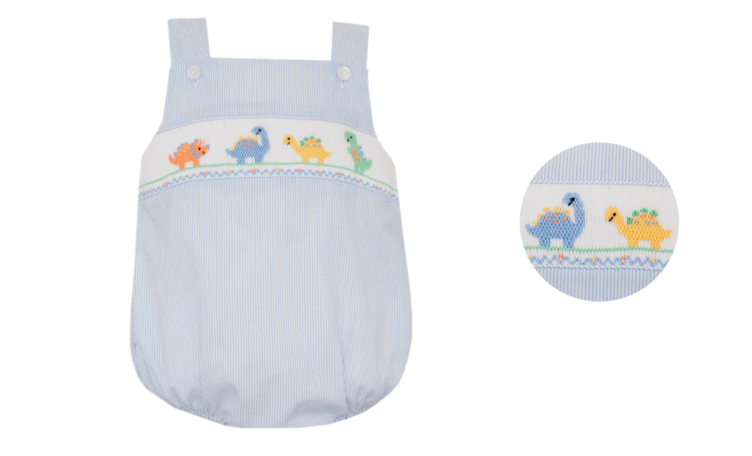 Petit Bebe - Light Blue Stripe Bubble - Dinos