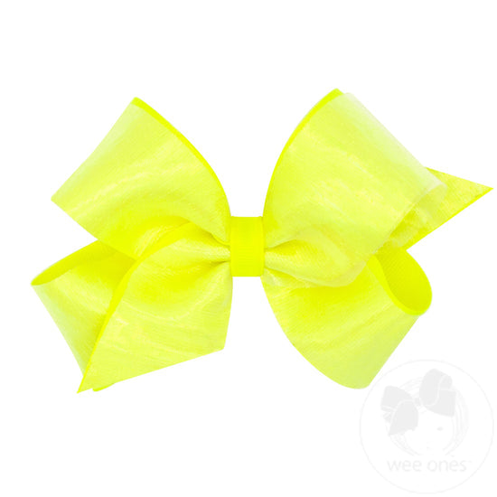 Wee Ones: Medium Sheer Iridescent and Grosgrain Overlay Hair Bow