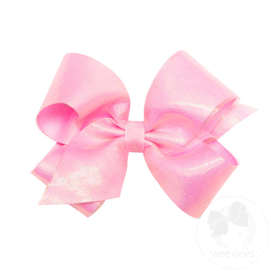 Wee Ones: Medium Sheer Iridescent and Grosgrain Overlay Hair Bow