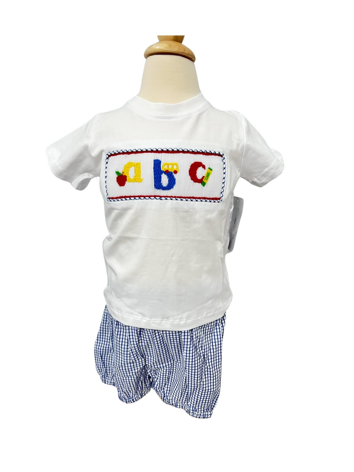 Remember Nguyen- Royal Blue Short Set: ABCs Smocked