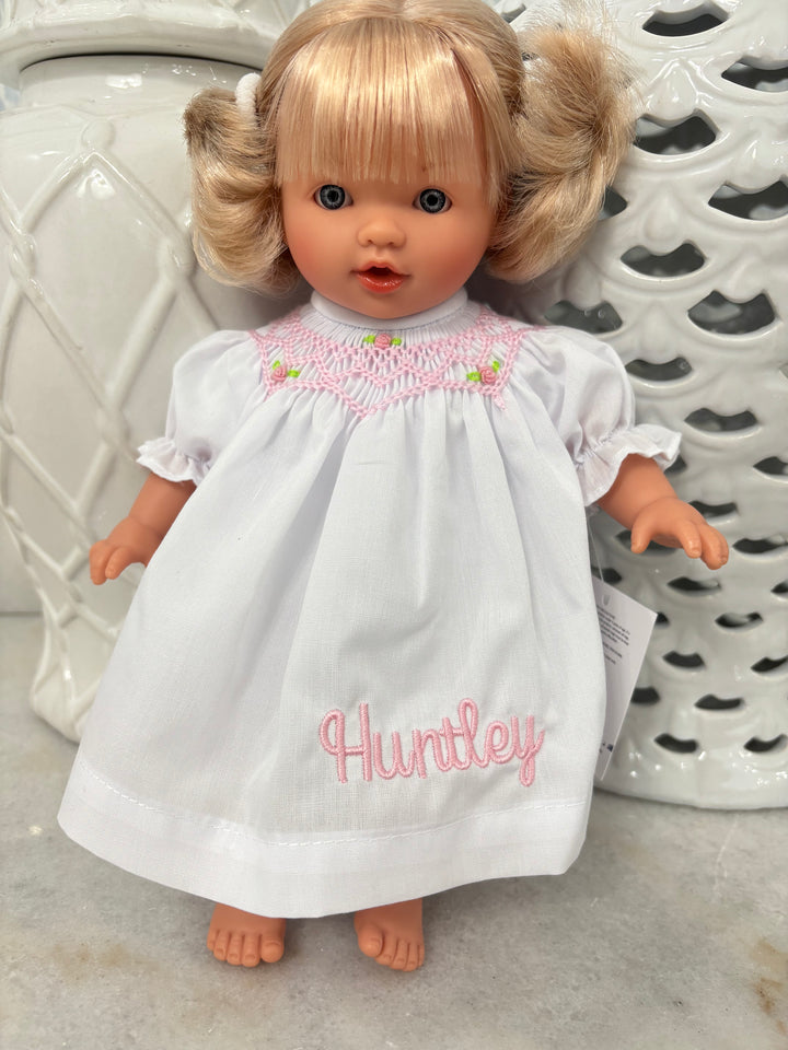 Rosalina White Dress 10" Carly Blonde Doll (Blue Eye Doll, Dress, and Embroidery)