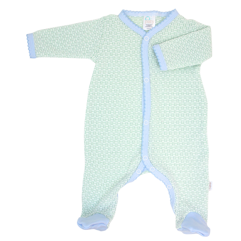 Mint Paty Knit Solid Color Footie with Pima Trim #219J