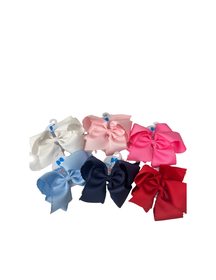 Wee Ones: King Grosgrain Hair Bow with Matching Moonstitch Edge