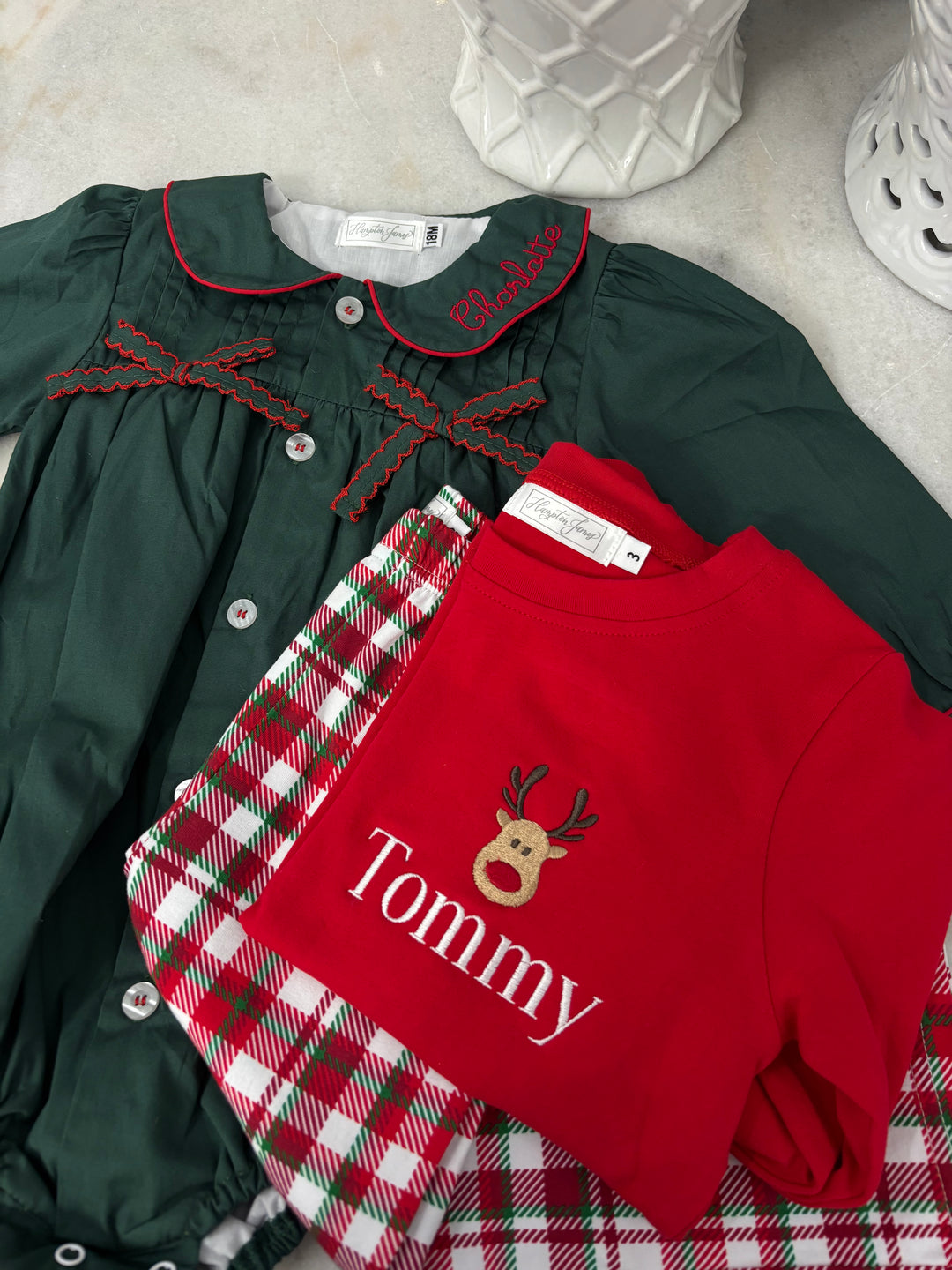 Red & Christmas Check Pant Set