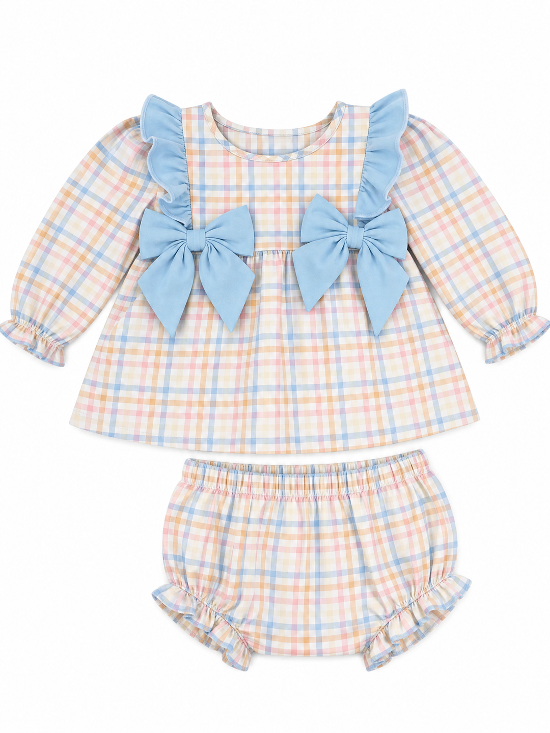 Pastel Plaid Pumpkin Diaper Set