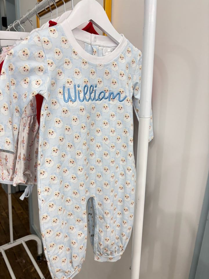 Christmas Blue Santa Romper - PREORDER - ESD Early November