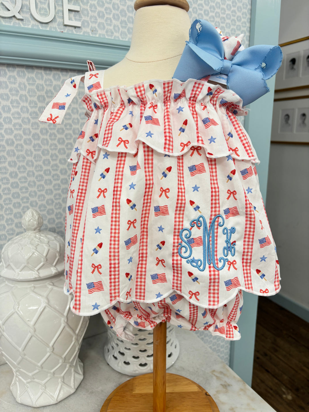 All American Tie Diaper Set - Hampton James Clothing - detail view