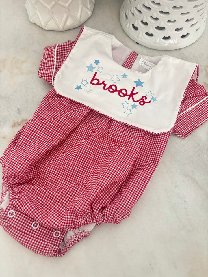 Hampton James Red Gingham Collar Bubble