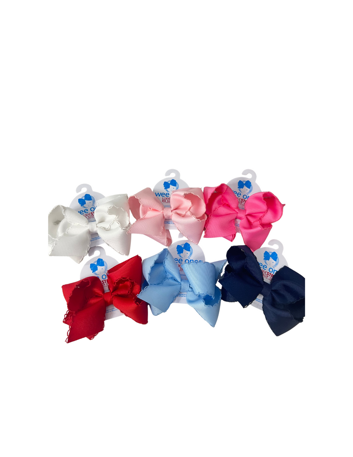 Wee Ones: Medium Grosgrain Hair Bow with Matching Moonstitch Edge