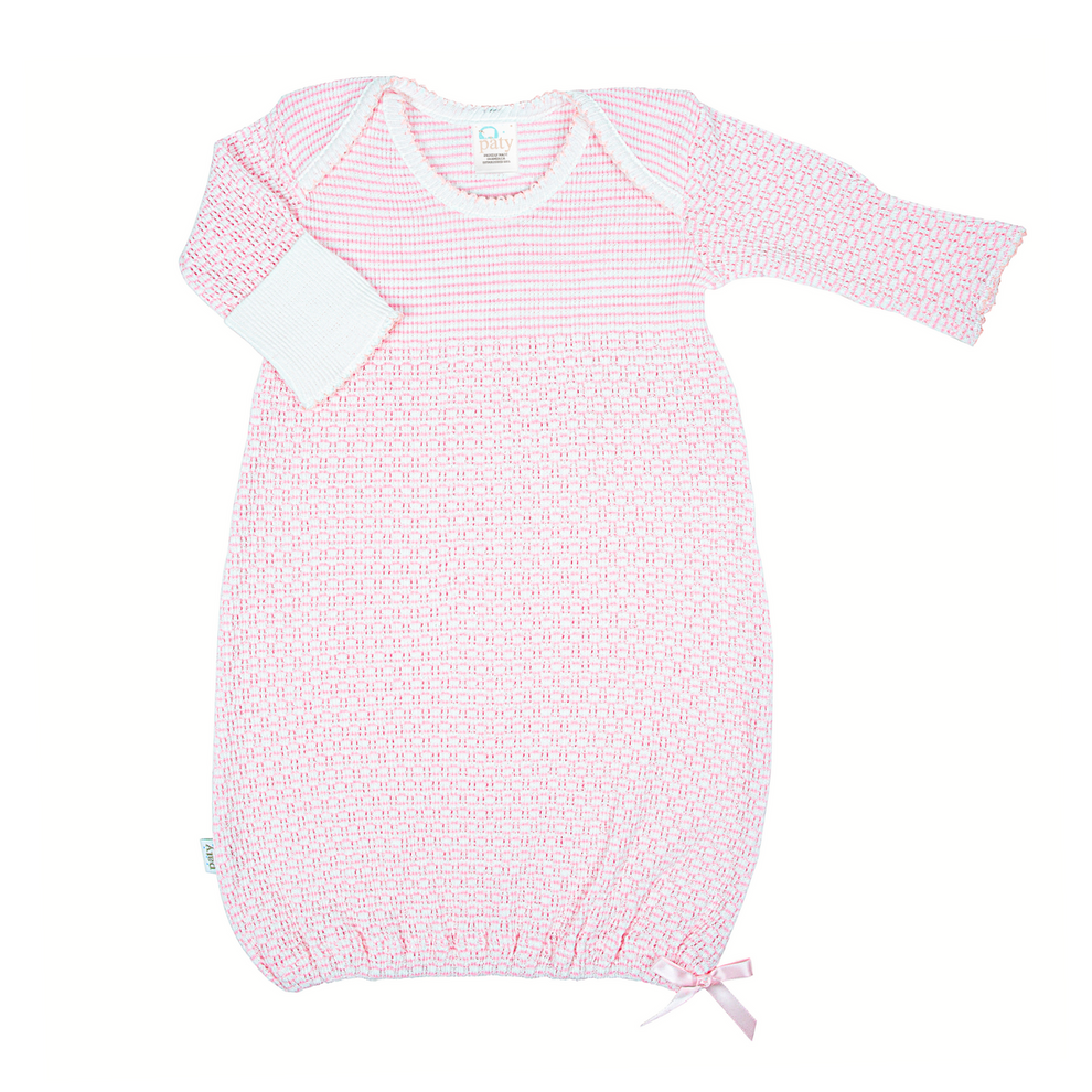 Paty Pink Gown with White Cotton Trim -215