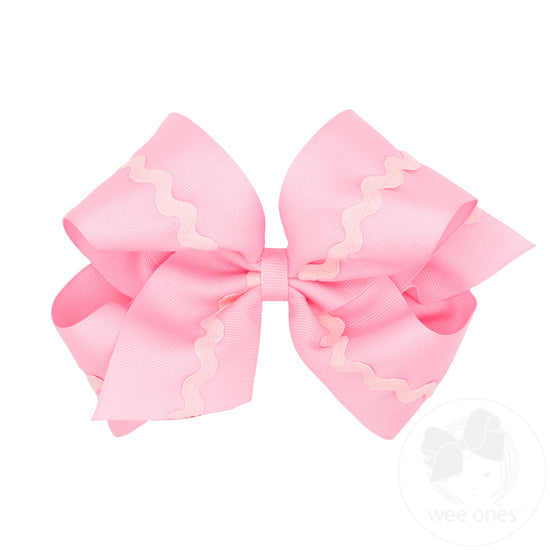 Wee Ones: Medium Grosgrain with Ric-Rac Trim Hair Bow