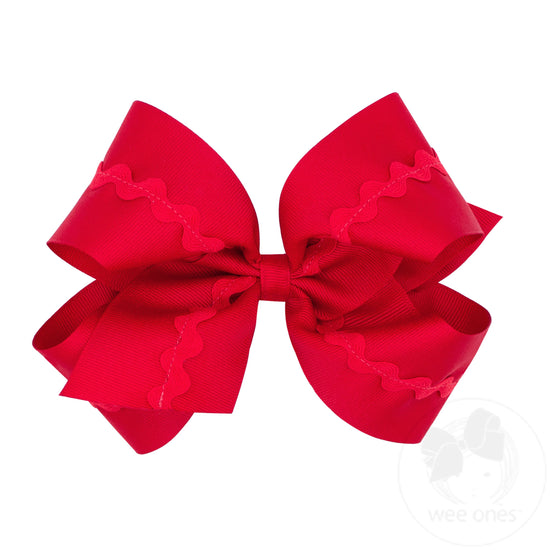 Wee Ones: Medium Grosgrain with Ric-Rac Trim Hair Bow
