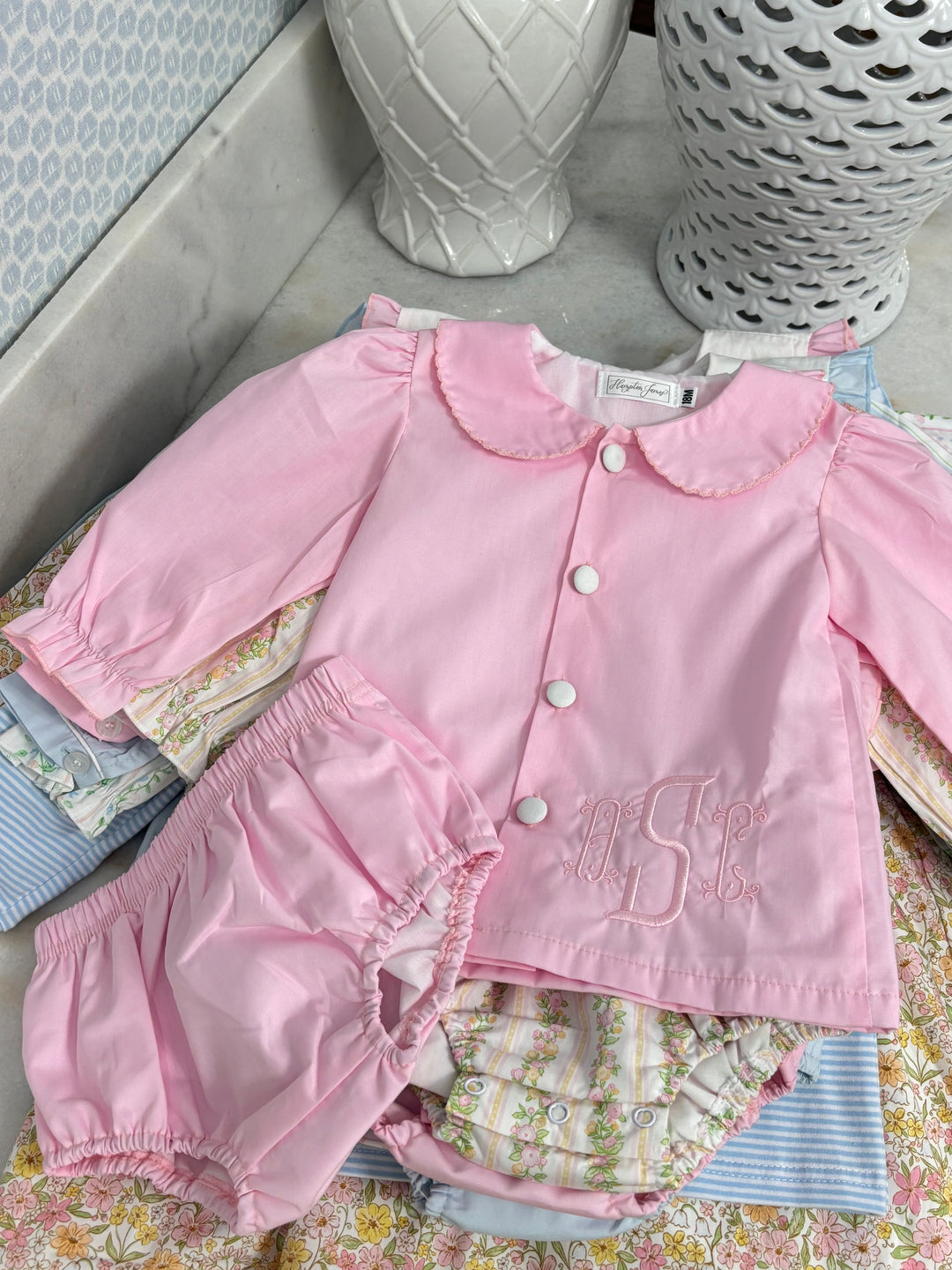 Mary Pink Button Up Diaper Set *Pre-Order Ships in October*