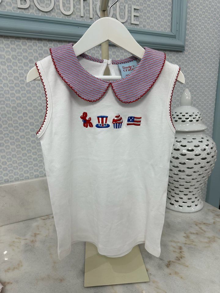 Smiley Crab: Patriotic Icons Collared Tank