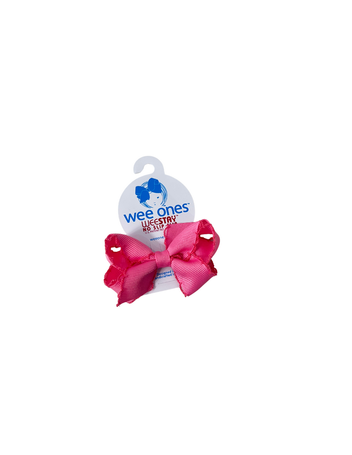 Wee Ones: Mini Grosgrain Hair Bow with Matching Moonstitch Edge