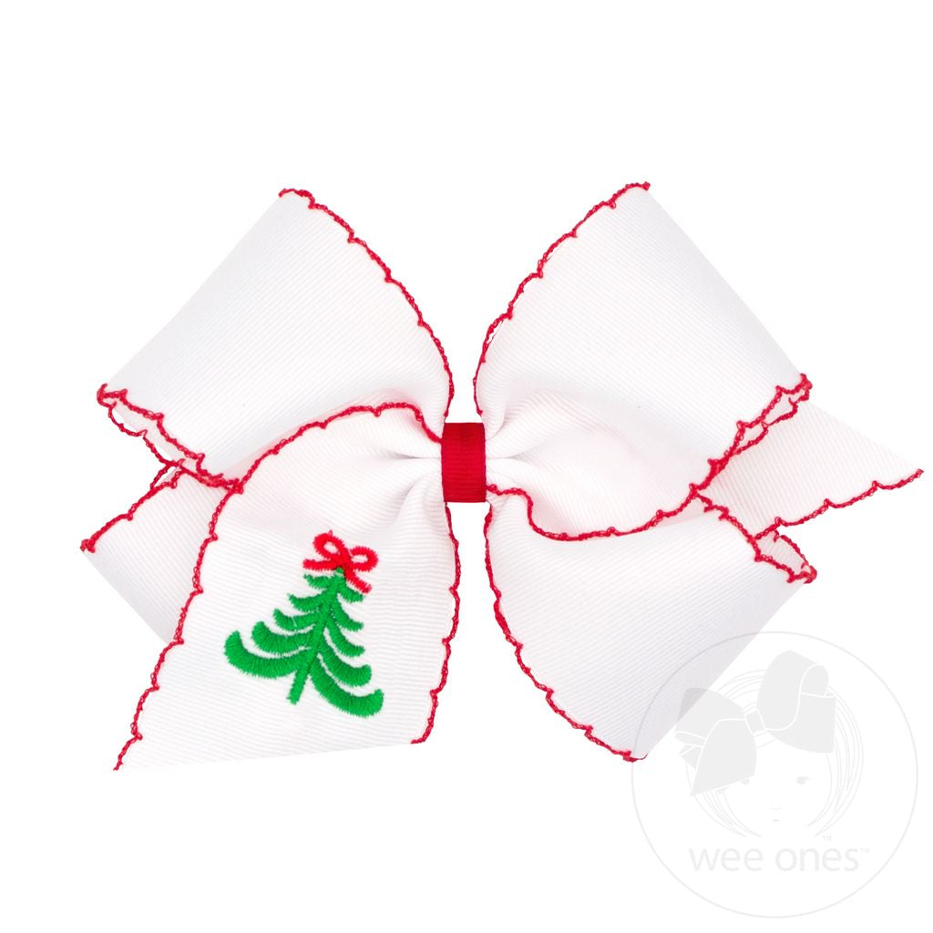 Wee Ones: King Moonstitch Christmas Embroidered Hair Bows - Tree