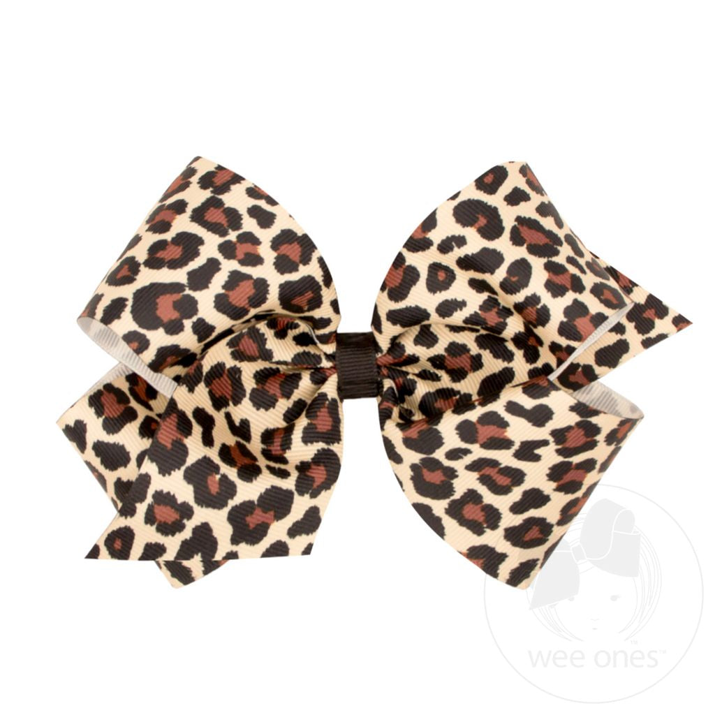 Wee Ones: King Leopard Print Grosgrain Hair Bow