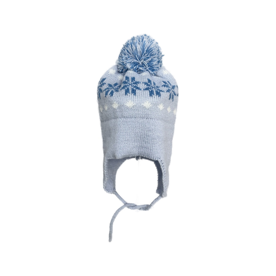Blue Snowflakes Knit Ear Flap Hat