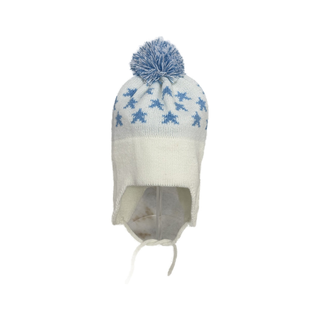 Blue Stars Knit Ear Flap Hat
