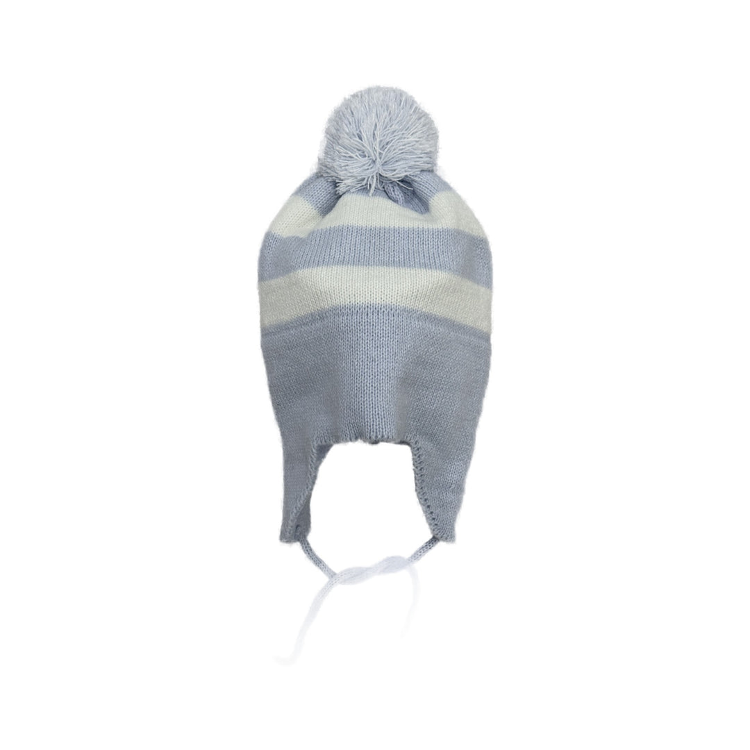 Blue Stripe Knit Ear Flap Hat