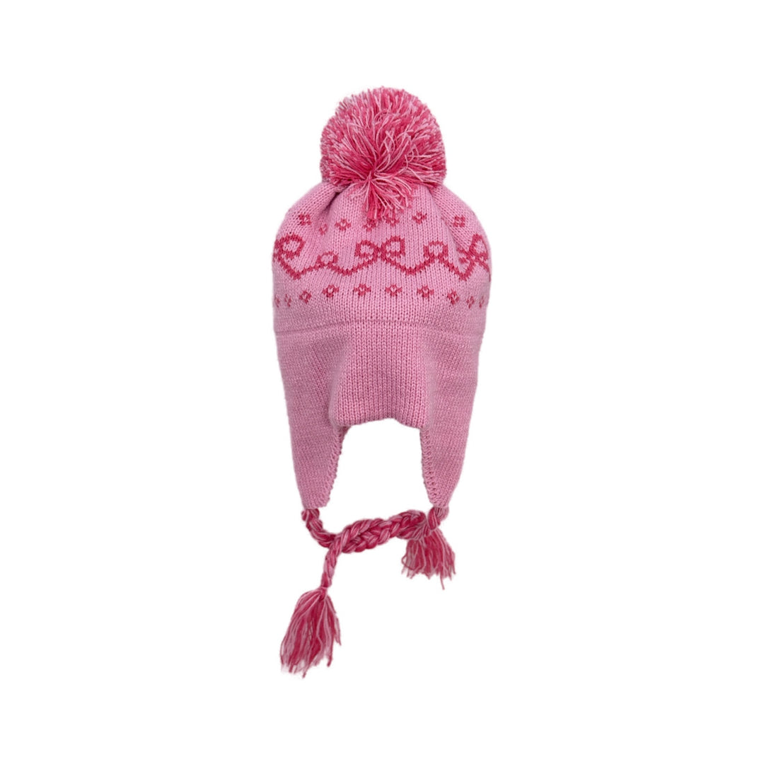 Pink Bows Knit Ear Flap Hat