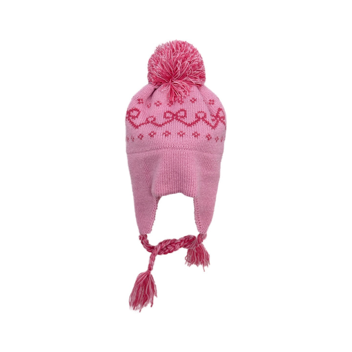 Pink Bows Knit Ear Flap Hat