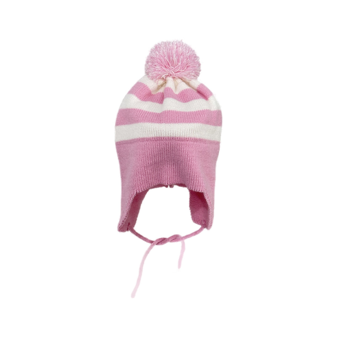 Pink Stripe Knit Ear Flap Hat
