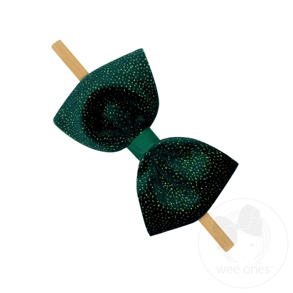 Wee Ones: Medium Sparkle Velvet Grosgrain Underlay Bowtie on Baby Band