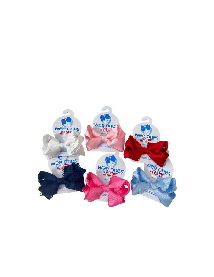 Wee Ones: Mini Grosgrain Hair Bow with Matching Moonstitch Edge