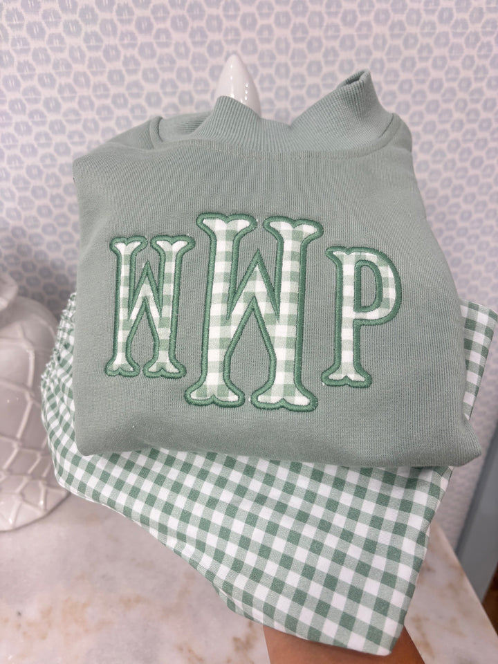 Gingham Knit Pants - Sage