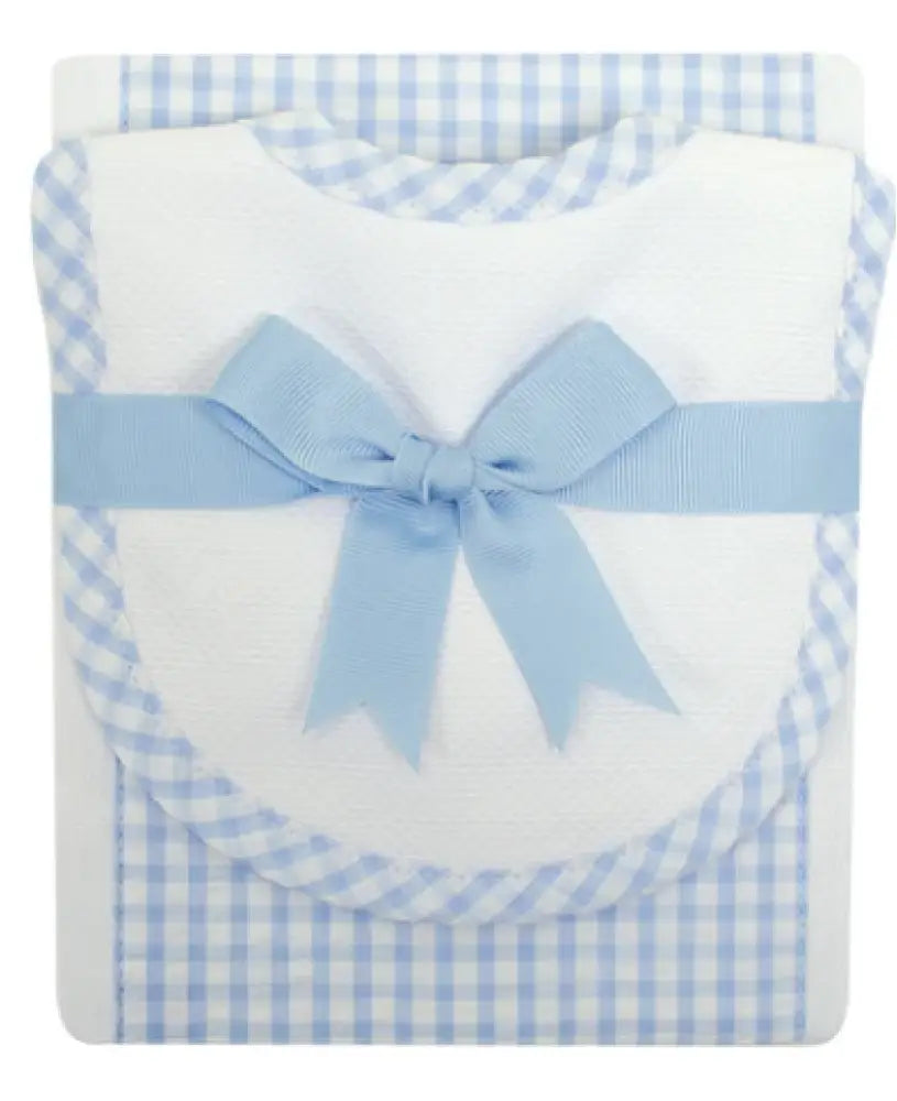 3 Marthas Big Check Drooler Bib & Burp Set Pink Blue