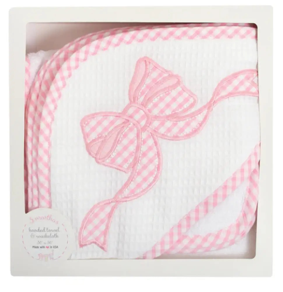 3 Marthas - Pink Bow Hooded Towel Set