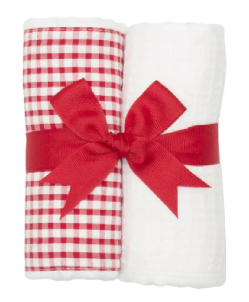 3 Marthas - Red Check Set Of Two Fabric Burp Clothes (Copy)