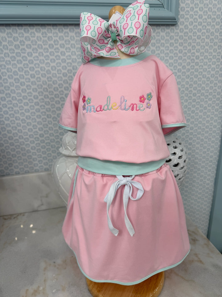Little Rally Skort Set - Pink/Mint
